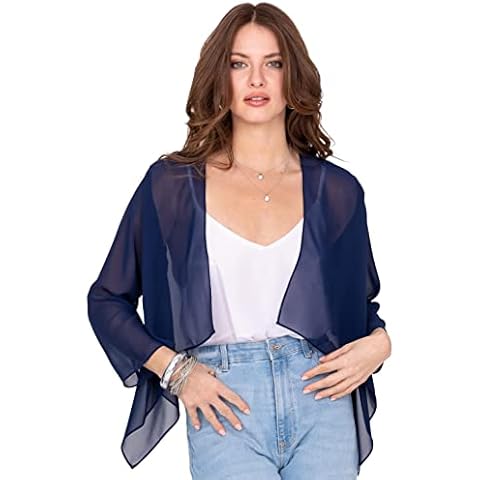 likemary Bolero Shrugs for Women - Bolero Jackets & Shrug Cardigans for Dresses - Elegant Sheer Cover Ups for Day & Evening (Blue US 6) Cover