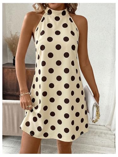 Image of Floerns Women's Sleeveless Floral Print Sundress Halter Neck A Line Short Dress