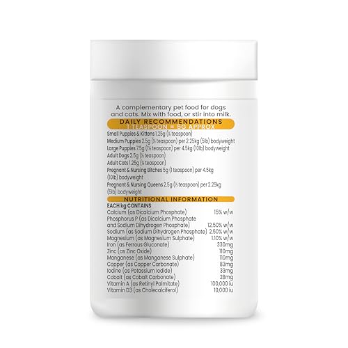 Vetzyme Stress Supplement Powder for Dogs and Cats - Balanced Multi-Mineral and Vitamin Supplement, Promotes Strong Teeth and Bones (150g) - Image 3