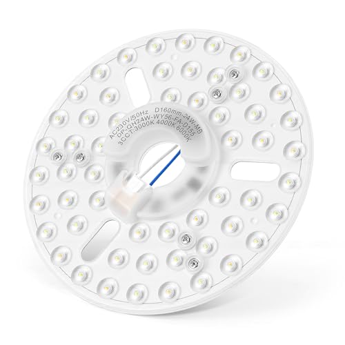 MEKOTRIN Kit de Luz del Ventilador de Techo LED de 6.3 Pulgadas Magnética de 24W Dimmable 3CCT 3000K 4000K 6000K Techo Ventilador Panel de Reemplazo de Luz (230V)