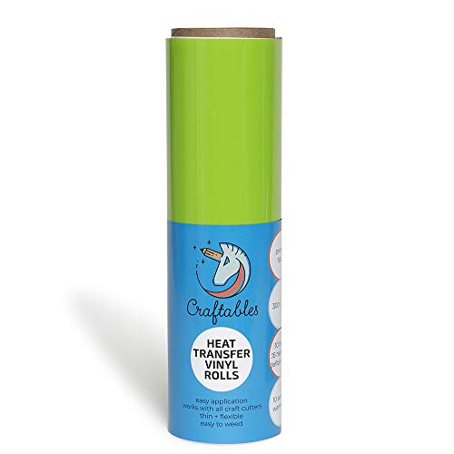 Craftables Lime Heat Transfer Vinyl Roll HTV 11 ft. - Easy to Weed Tshirt Iron on Vinyl for Silhouette Cameo, Cricut, Heat Press, All Craft Cutters