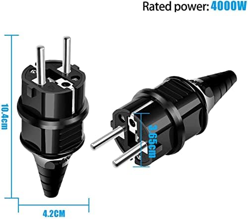  Ersatzstecker 4 Pack Schuko Standard Schwarz
| Elektrischer Netzstecker 4 Pack Schuko IP44 Wasserdicht
| Ersatzstecker 