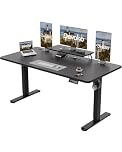 Devoko 160×70cm Electric Height Adjustable Desk, with Monitor Stand, Computer Desk, with 2 Height Memory Functions, for Bedroom Study Office (Black)