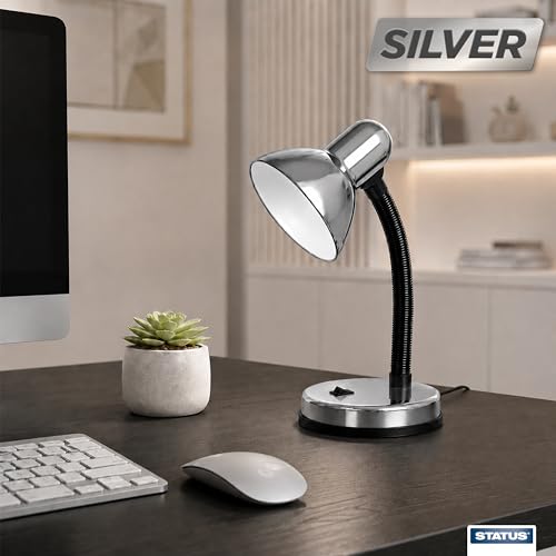 Image of Status Palma SBDL2028ESSLV16 Desk Lamp Flexible Desk Lamp Silver Desk Lamp Study Office Bedroom