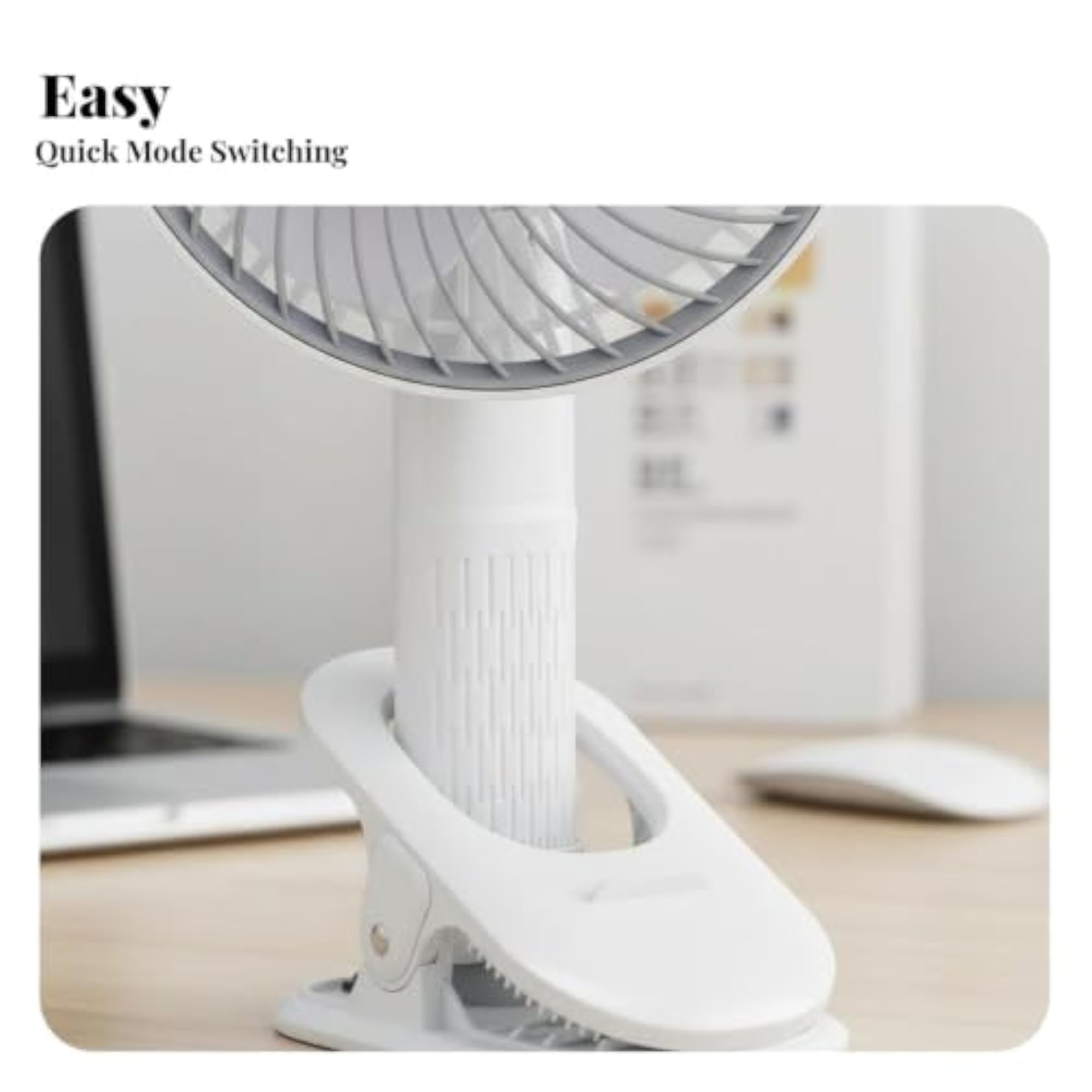 3-Speed Clip-on Fan with Strong Airflow, Portable Design