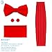 RED Formal Pre-tied Bow Tie Hanky Cufflinks and Cummerbund Set with Gift Box Cm1016 Red