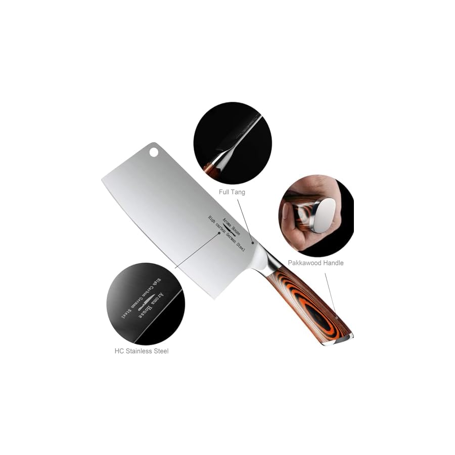 Cleaver-Knife-Ultra-Sharp-Meat-Cleaver-7-inch-Butcher-Knife-High-Carbon-German-Stainless-Steel-Chef-Knives-for-Kitchen-and-Restaurant Aroma House Cleaver Knife Ultra Sharp Meat Cleaver 7 inch Butcher Knife. High Carbon German Stainless Steel Chef Knives for Kitchen and Restaurant