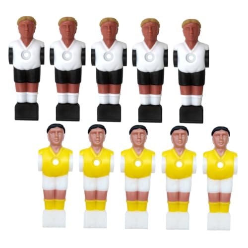 JUMPLAWN 10pcs Foosball Player Figures Durable Soccer Statues for Table Football Wear-Resistant Accessories Compatible with Standard Game Rods Black-haired Yellow Blonde White