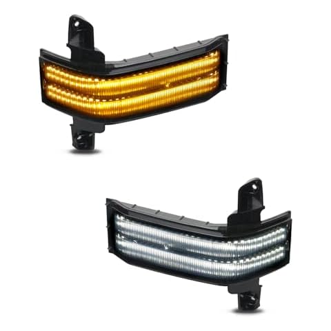 HERCOO Side Mirror Marker Light Turn Signals Lights LED Sequential Switchback White & Dynamic Amber Lamp Smoke Lens Assembly Compatible with Chevy Silverado GMC Sierra 1500 2500 HD 3500 HD 2016-2018 Cover