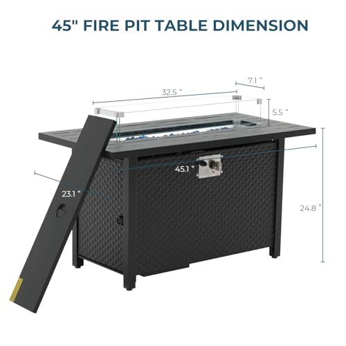 Yangming QX-MY-QF-FP05-NEW Propane Fire Pit Table, 45 Inch 50,000 Btu Square Outdoor Gas Firepit thumb #3