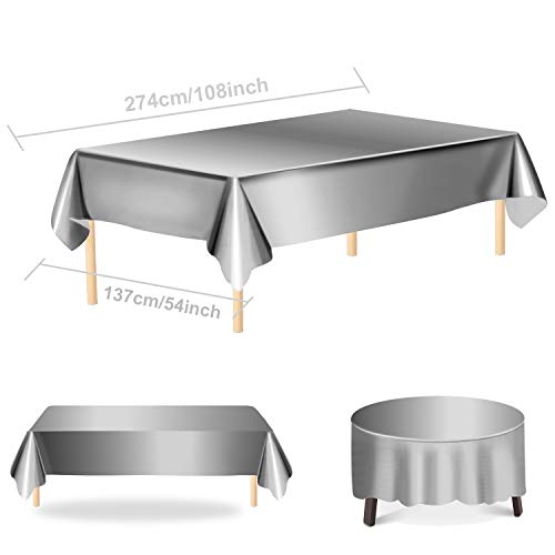 Aneco 2 Pack Sliver Foil Tablecloth Table Cover 54 X 108 Inch Shiny Tablecloth Table Cloth Party Tablecovers For Sliver Party Table Decoration #TOP3