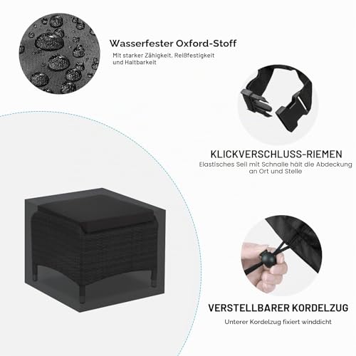Abdeckung für Gartenhocker Beistelltisch Wasserdicht ,Abdeckung für Ottomane Hocker Rechteckige Sitzgarnituren 600D Anti-UV Winddicht Schutzhülle Gartentische und hocker bezug Staubdicht(72x72x43cm)…