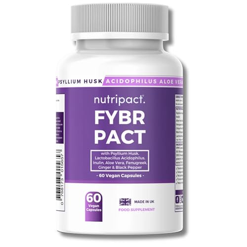 Psyllium Husk Fibre Supplement 4000mg with Probiotic Acidophilus 1 Billion CFU + Prebiotic Inulin & Aloe Vera - Nutriipact Natural Soluble Fibre - 60 Vegan Capsules