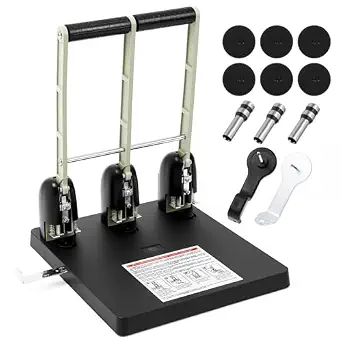 Heavy Duty 3 Hole Punch for Binder, 150 Sheet Capacity, Ergonomic Handle, Replaceable Cutter