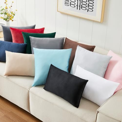 Throw Pillow Inserts Pack of 4 White - 18 x 18 Inches Velvet Pillows for Sofa, Couch and Bed - Indoor Decorative Pillows by LANE LINEN - Used condition - Image 8
