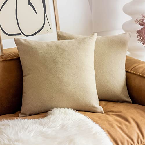 Home Brilliant Beige Linen Throw Pillow Covers 18 x 18