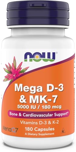 Why You Need Vitamin D3 + K2 MK-7: Benefits and How to Take It Now Supplements, Mega D-3 & MK-7, 5000 IU / 180 mcg, Bone & Cardi...