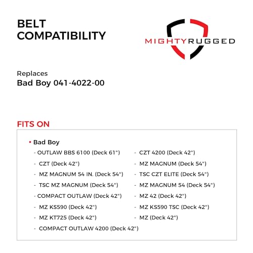 Image of MightyRugged 041-4022-00 Deck Replacement Belt for Bad Boy Mowers - Belt Length 141 inch - Heavy-Duty, Durable, Aramid Cord Belt - Compatible with CZT 4200, MZ Series, MZ Magnum, Outlaw BBS 6100