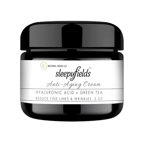 SLEEPY FIELDS Anti-Aging Face Night Cream for Men and Women - Reduce Wrinkles, Fine Lines, and Crows feet - Natural Anti-Wrinkle Night Face Cream - Hyaluronic Acid, Green Tea, and Rose Water - 60 ml