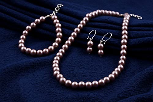 Image of JFL Combo Imitation 6mm Round Pearl Necklace Set Moti Mala Pearl Set With Earrings,Bracelet Handcrafted Jewellery for Less