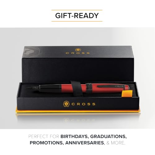 Image of Cross Bailey Matte Red Refillable Fountain Pen - Medium Point, Black Ink, Smooth Writing, Presented in a Premium Gift Box