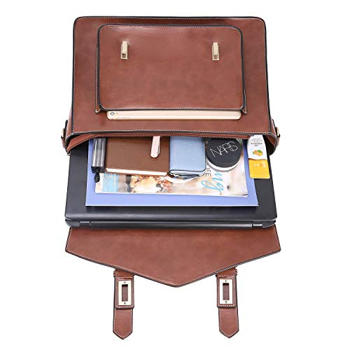 Ecosusi Backpack For Women Briefcase Messenger Laptop Bag Vegan Leather Satchel Work Bags Fits 15.6 Inch Laptops, Coffee #TOP3