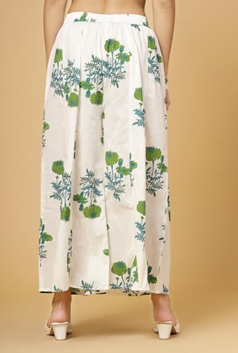 Image of Pistaa's Women's Regular Fit High Rise Pure Cotton Big Flair Printed Regular Palazzo