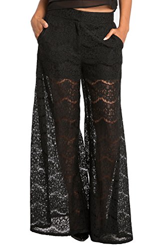 Standards & Practices Modern Women's Black Spring Peekaboo Lace Palazzo Pant2