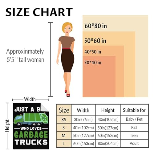 Mercuryelf Garbage Truck Blanket Gift - 30x40 Inches Funny Throw Blankets for Kids - Black Soft, Fuzzy & Warm Throws for Lap, Crib