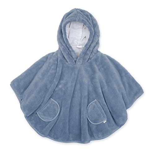 BEMINI- Poncho de voyage polaire + jersey enfant | Cape poncho | Poncho enfant | Parka enfant | 9-36 mois | bleu pierre Cover