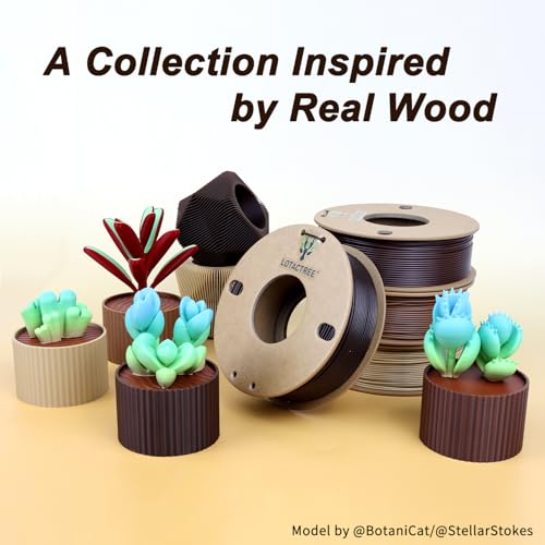 Image of PLA Force Filament Wood Bundle, Wood 3D Printer Filament, 250g*4 | 4-Color 1.75mm Wood Filament Pack (Walnut /Teak /Cherry /Oak) Offers Rich, Natural Shades For Authentic Rustic Crafts.