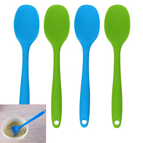 Luckycivia 4 Packs Premium Silicone Mixing Spoons, 8.2 Inches/Small Silicone Nonstick Kitchen Spoon