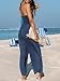 CUPSHE Women's Plunge Halter Sleeveless Pleated Long Romper Knit Jogger Maxi Jumpsuit with Pockets
