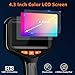 KUUAUX Endoscope Camera with Light, 1080P HD Handheld Industrial Endoscope with 4.3 Inch LCD Screen, IP67 Waterproof, Adjustable LED Lights, Inspection Camera with 16.4Ft Semi-Rigid Cable