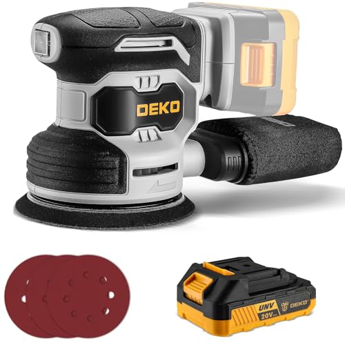 Cordless Orbital Sander: DEKOPRO 20V Random Orbit Sander, 5inch Power Palm Sander Electric Sanders...