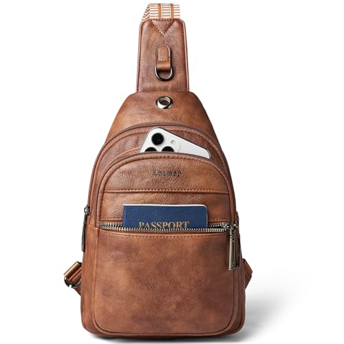 LATMAP 7L Brusttasche Damen,Sling Bag Damen Kleine Crossbody Bag PU Leder Tasche Umhängetasche Diebstahlsicher Schultertasche für Outdoor Sport