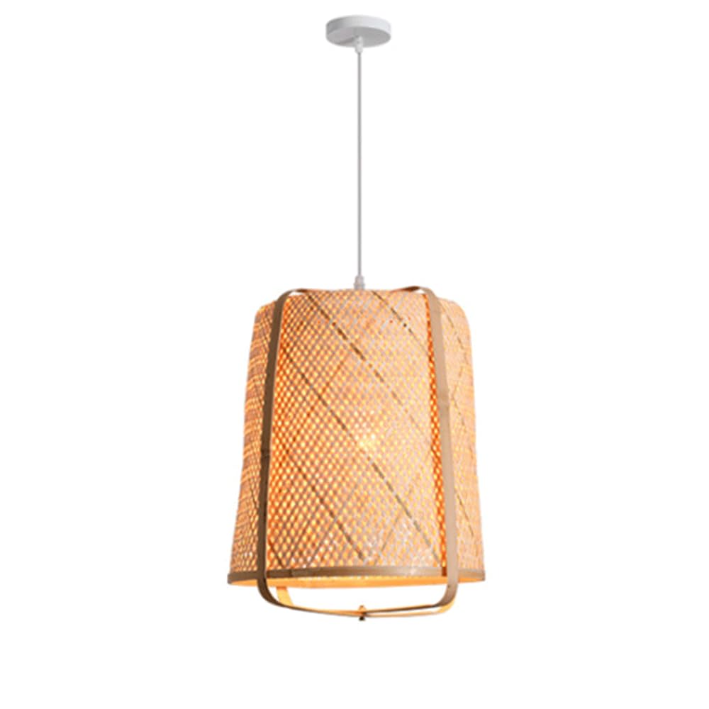CHUNGYANG Natural Bamboo Pendant Light for Teahouses Handwoven Bamboo Rattan Hanging Ceiling Lamp with Adjustable Suspension Cord Bohemian Style Chandelier Light Fixture for Restaurant Kitchen Island