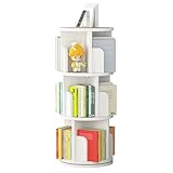 GarveeLife Drehbares Bücherregal aus Massivholz, 360-Grad-Anzeige, Aufbewahrungsregal für Kinder und Erwachsene, multifunktionaler Bücherregal-Organizer (3 Etagen, weiß, 40 x 40 x 98 cm)