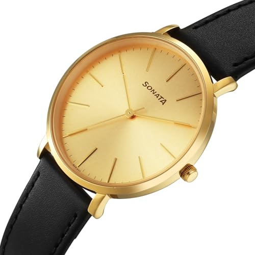Image of Sonata Traditional Essentials Quartz Champ Round Dial Men's Watch | Analog Watch | Watches for Men Analog - 77150YL01W