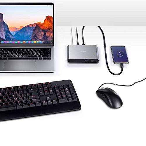Interruptor USB-C Aten con carga pass-through de 100W y 4 puertos USB para smartphone 4