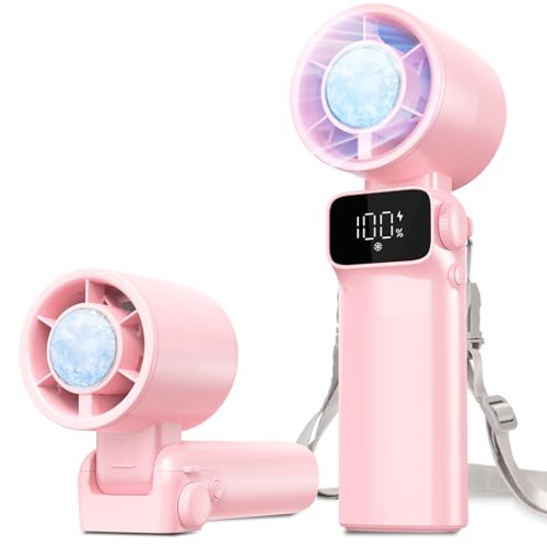 Ouddy Mode Portable Handheld Fan Rechargeable Foldable Personal Fan Pink