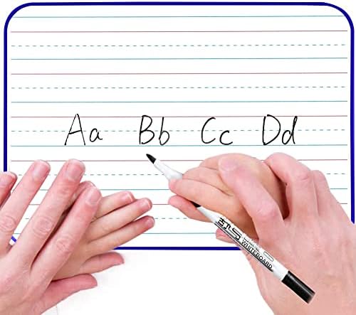 DumanAsen Dry Erase Ruled Whiteboard, A4 Size Lined Double Sided Whiteboard with 8 Color Dry Erase pens and one Eraser (Blue, 30cm x 21cm)