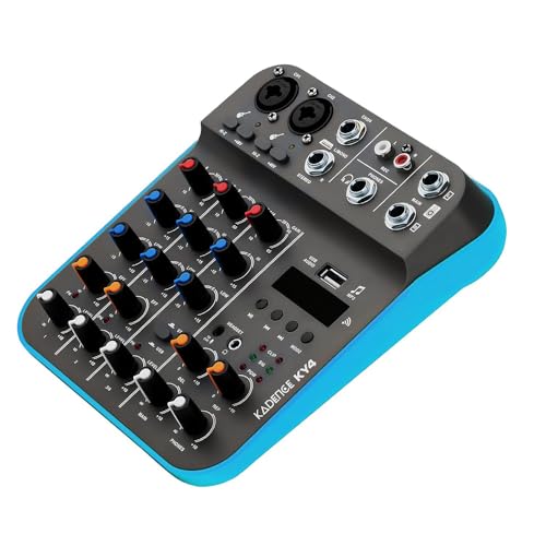 Image of KADENCE KY4 Audio Mixer 4-Channel- Compact Audio Mixing Console with Bluetooth, USB Sound Card, 48V Phantom Power, MP3, Recording, Podcast, Karaoke, DJ, Streaming & Live Performance (KY4)
