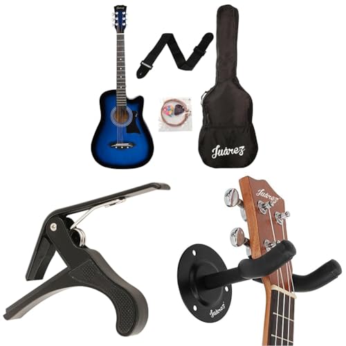 Image of JUAREZ Basswood 38C Black Guitar Kit With Capo And Guitar Wall Hanger