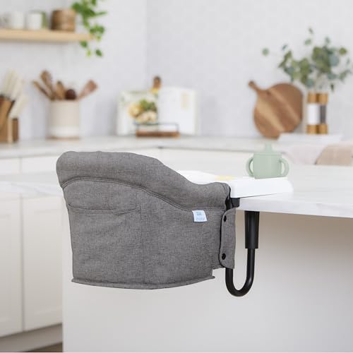 Image of Evolur Hook-On Baby High Chair, Portable Clamp-On Dining Seat with Dishwasher Safe Food Grade Tray, Clip-On Table Chair, Carry Bag, Back Pocket, ASTM Certified, 6-36 Months