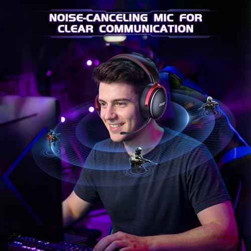 Acer 2.4GHz Wireless Gaming Headsets for PS5, PS4, PC, Switch, Tri-Mode Bluetooth Gaming Headset with Mic, Stereo Sound, 40+Hr Battery, 50mm Drivers - Black - 3