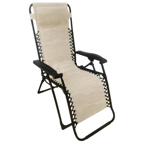 MA MAISON Sdraio Relax Gravità Zero da Giardino 65x95x112 cm -Poltrona Reclinabile, Richiudibile, Lettino, Salvaspazio, Da Esterno, Piscina, Terrazzo, Poggiatesta- Portata Max 120 Kg (Ecrù)