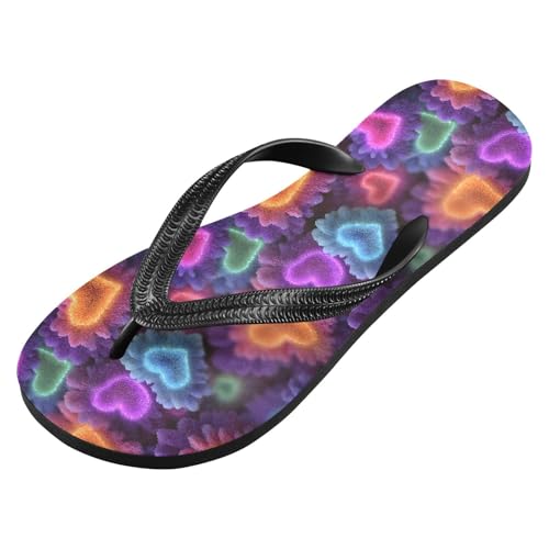 Flip Flop Sandals Bright Hearts Print for Women Men Beach Outdoor XS2