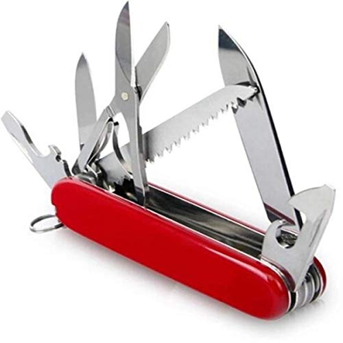 Image of Multi Tool Keychain (14 in 1) - Red, 14 in 1 Swiss Multi Tool 14 Function Multi Utility Swiss Knife (Red)