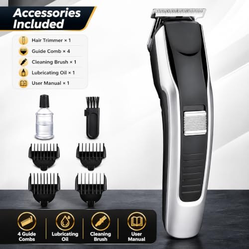 Image of HTC AT-538 Professional Rechargeable Hair Clipper Trimmer | Cordless Design, T-Blade Precision, For Men, Black & Silver